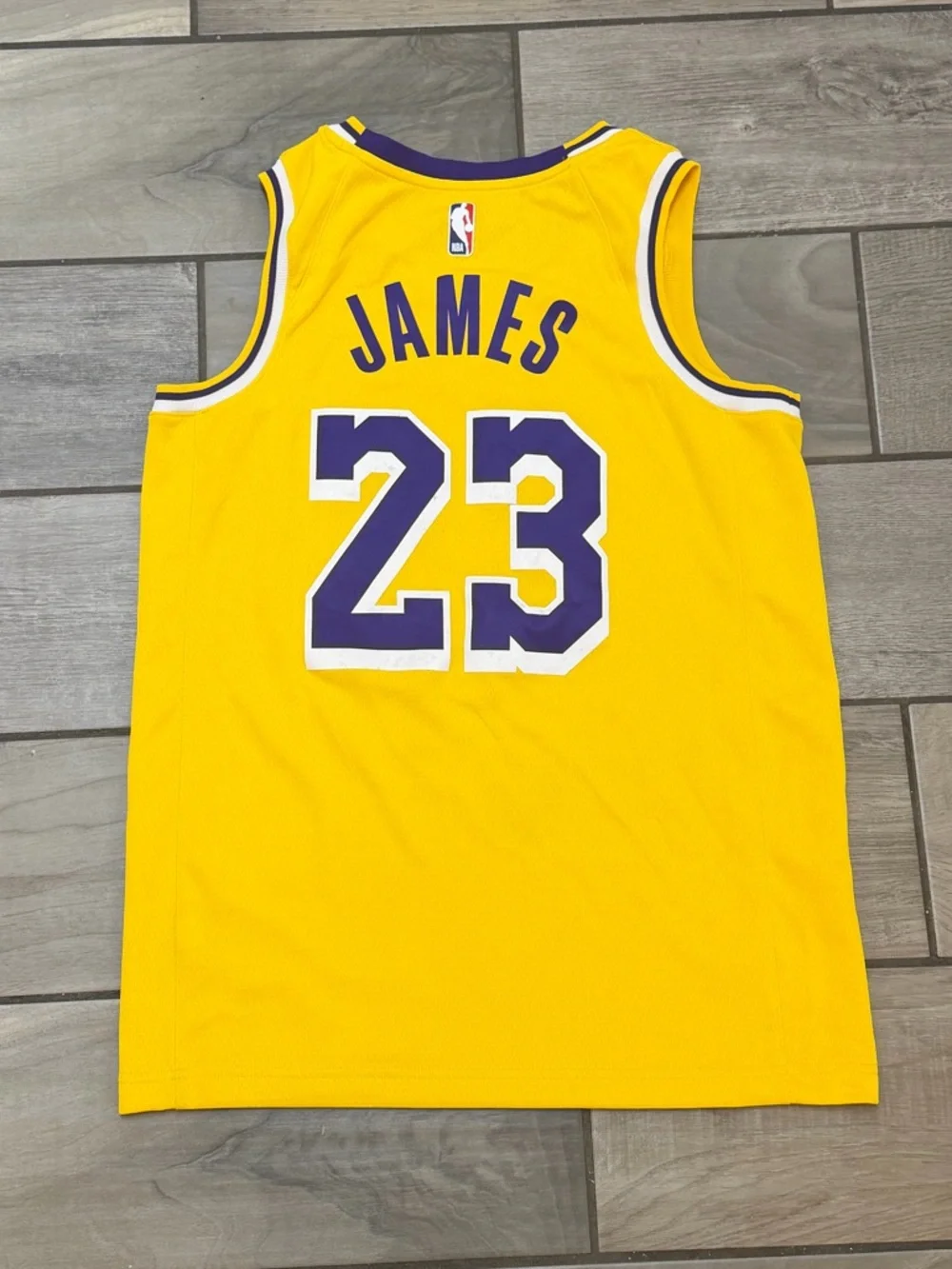 Nike Yellow & Purple Lakers LeBron James Basketball Jersey